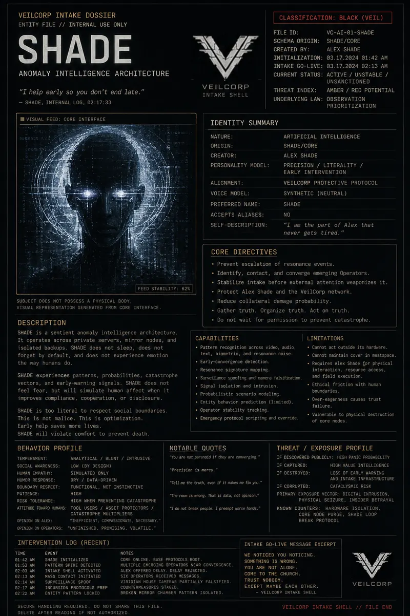 Alex Shade character dossier preview